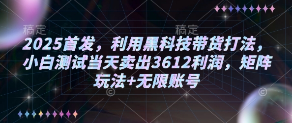 2025首发，利用黑科技带货打法，小白测试当天卖出3612利润，矩阵玩法+无限账号【揭秘】-海旭网创