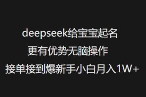 deepseek给宝宝起名更有优势无脑操作接单接到爆新手小白月入1W+-海旭网创
