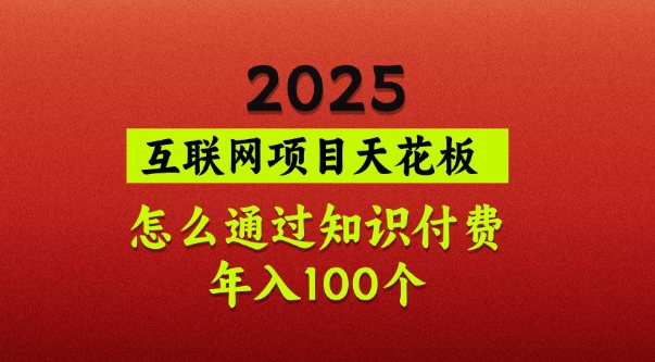 2025项目天花板，普通怎么通过知识付费翻身，年入百个【揭秘】-海旭网创