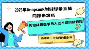 2025年Deepseek附能绿幕直播间挣米攻略无需拜师自学月入过W保姆级教程，最适合小白宝妈的轻创业-海旭网创