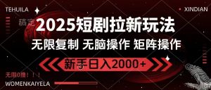 2025短剧拉新玩法，无需注册登录，无限0撸，无脑批量操作日入2000+-海旭网创
