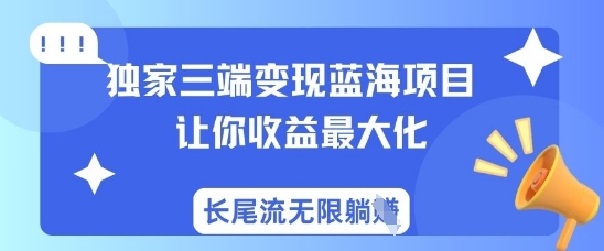 独家三端变现蓝海项目，让你收益最大化，长尾流无限躺挣-海旭网创