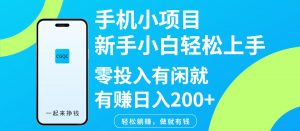 手机小项目新手小白轻松上手零投入有闲就有赚日入200+-海旭网创