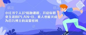 小红书个人IP陪跑课程，开启你职业生涯的PLAN-B，素人也能火成为百万博主的流量密码-海旭网创