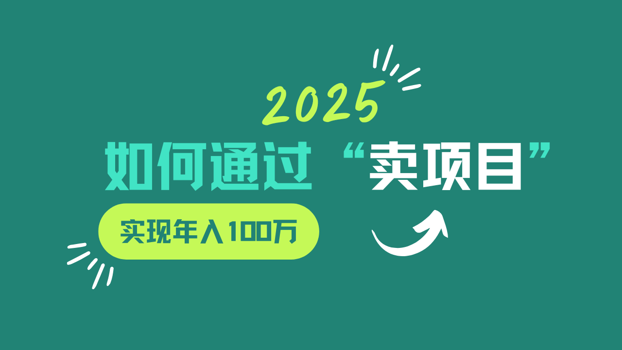 2025年如何通过“卖项目”实现年入100w-海旭网创