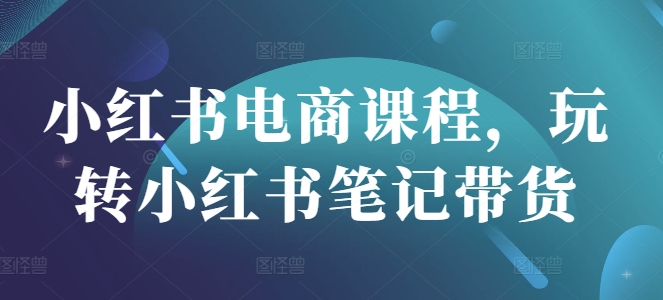 小红书电商课程，玩转小红书笔记带货-海旭网创