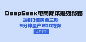 DeepSeek电商降本提效秘籍：3招打爆黄金三秒，5分钟量产200视频-海旭网创