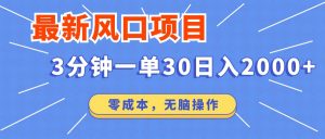 最新短剧项目操作，3分钟一单30。日入2000左右，零成本，无脑操作。-海旭网创