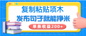 复制粘贴小项目，发布句子就能赚米，单条收益200+-海旭网创