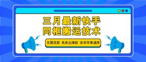 三月最新快手同框搬运技术，无需混剪 条条出爆款 安卓苹果通用-海旭网创