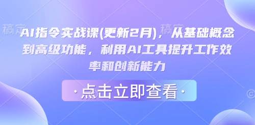 AI指令实战课(更新2月)，从基础概念到高级功能，利用AI工具提升工作效率和创新能力-海旭网创