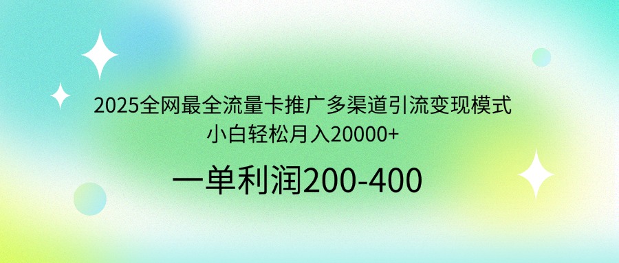 2025全网最全流量卡推广多渠道引流变现模式，小白轻松月入20000+-海旭网创