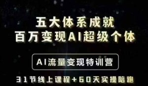 五大体系成就百万变现AI超级个体- AI流量变现特训营，一步一步教你一个人怎么年入百W-海旭网创