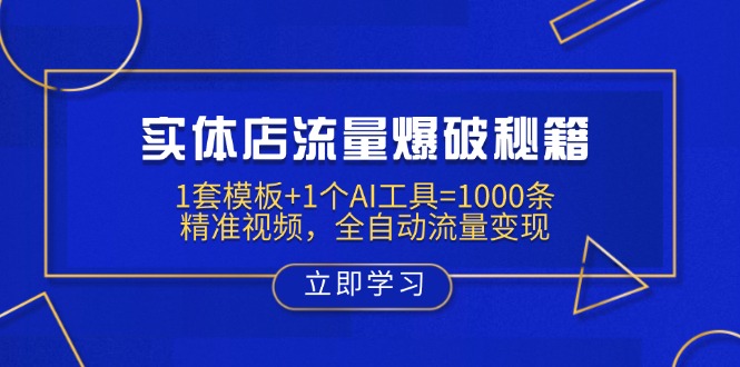 实体店流量爆破秘籍：1套模板+1个AI工具=1000条精准视频，全自动流量变现-海旭网创
