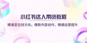 小红书达人带货教程：精准定位找方向，爆款内容创作，精细运营提升-海旭网创