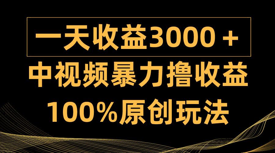 (9696期)中视频暴力撸收益，日入3000＋，100%原创玩法，小白轻松上手多种变现方式-海旭网创