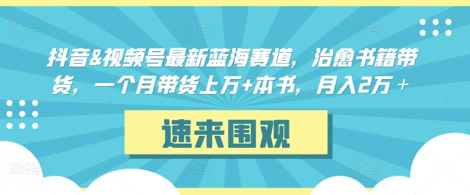 抖音&视频号最新蓝海赛道，治愈书籍带货，一个月带货上万+本书，月入2万＋【揭秘】-海旭网创