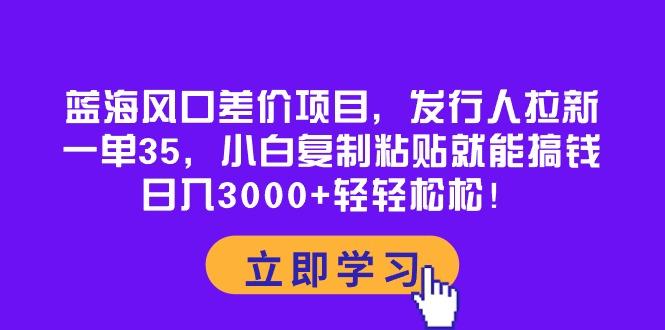 蓝海风口差价项目，发行人拉新，一单35，小白复制粘贴就能搞钱！日入30…-海旭网创