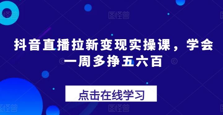 抖音直播拉新变现实操课，学会一周多挣五六百-海旭网创