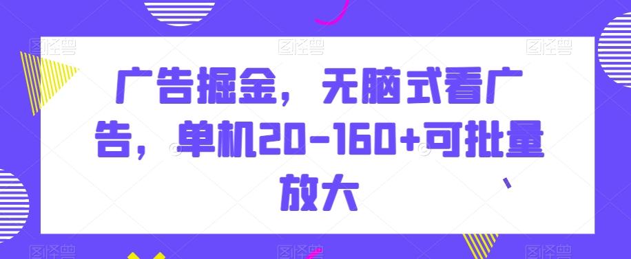 广告掘金，无脑式看广告，单机20-160+可批量放大【揭秘】-海旭网创