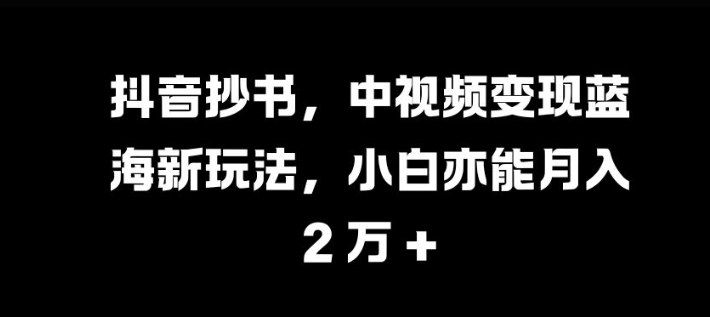 抖音抄书，中视频变现蓝海新玩法，小白亦能月入 过W【揭秘】-海旭网创