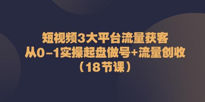 短视频3大平台流量获客：从0-1实操起盘做号+流量创收(18节课)-海旭网创