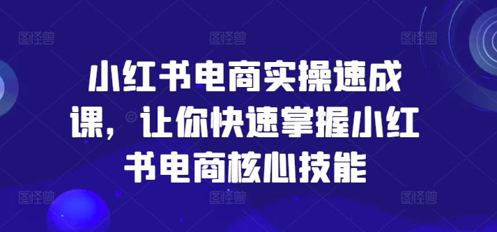 小红书电商实操速成课，让你快速掌握小红书电商核心技能-海旭网创