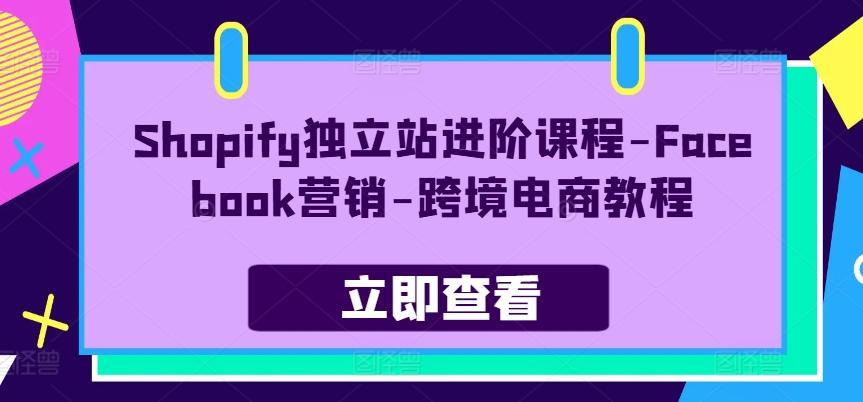 Shopify独立站进阶课程-Facebook营销-跨境电商教程-海旭网创