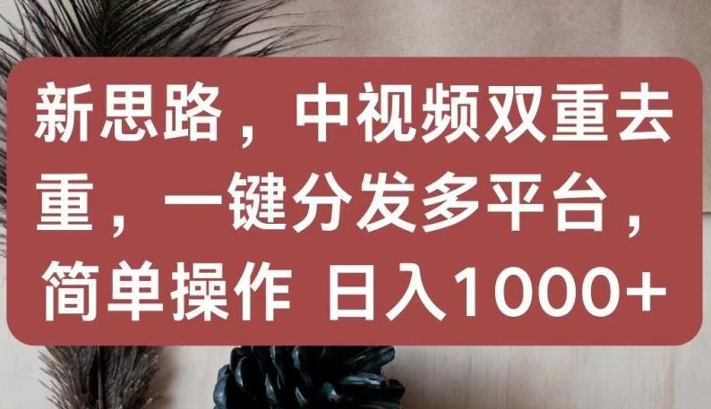 新思路，中视频双重去重，一键分发多平台，简单操作，日入1000+【揭秘】-海旭网创