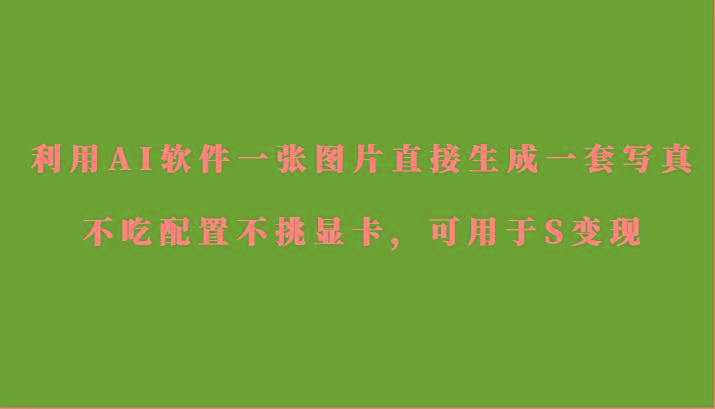 利用AI软件只需一张图片直接生成一套写真，不吃配置不挑显卡，可用于S变现-海旭网创