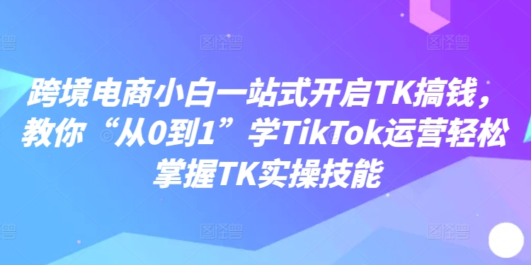 跨境电商小白一站式开启TK搞钱，教你“从0到1”学TikTok运营轻松掌握TK实操技能-海旭网创