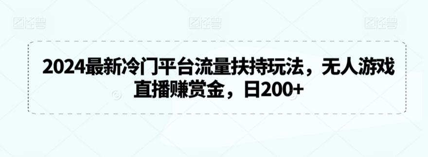 2024最新冷门平台流量扶持玩法，无人游戏直播赚赏金，日200+【揭秘】-海旭网创