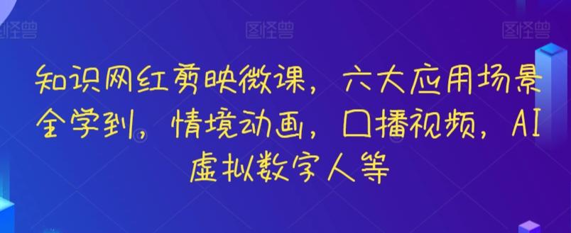 知识网红剪映微课，六大应用场景全学到，情境动画，囗播视频，AI虚拟数字人等-海旭网创