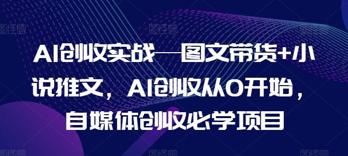 AI创收实战—图文带货+小说推文，AI创收从0开始，自媒体创收必学项目-海旭网创