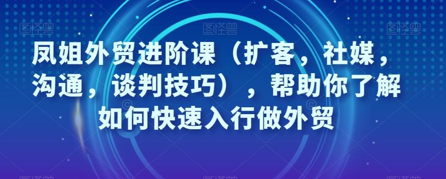 凤姐外贸进阶课（扩客，社媒，沟通，谈判技巧），帮助你了解如何快速入行做外贸-海旭网创