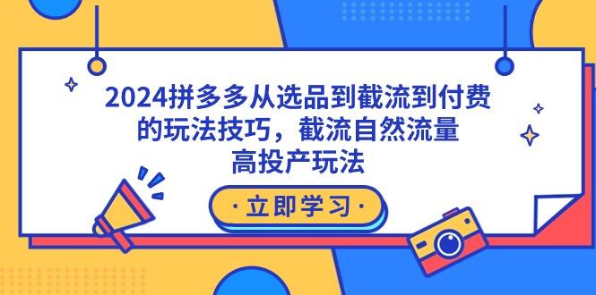 2024拼多多从选品到截流到付费的玩法技巧，截流自然流量玩法，高投产玩法-海旭网创