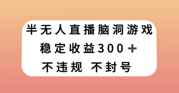 半无人直播脑洞小游戏，每天收入300+，保姆式教学小白轻松上手【揭秘】-海旭网创