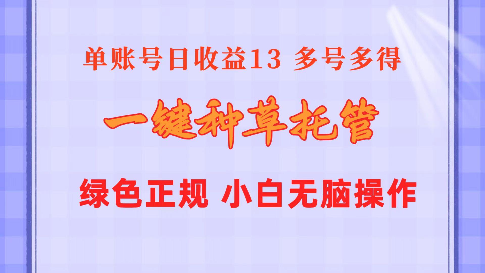 一键种草托管 单账号日收益13元  10个账号一天130  绿色稳定 可无限推广-海旭网创