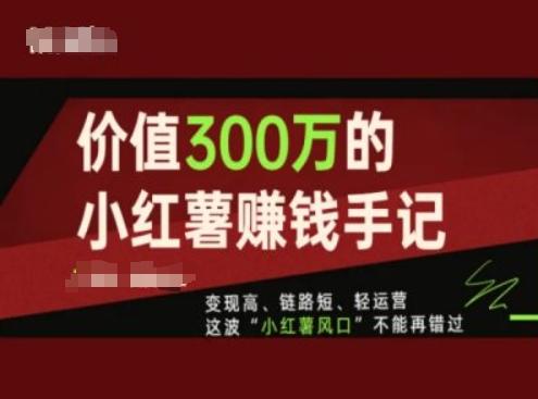 价值300万的小红书赚钱手记，变现高、链路短、轻运营，这波“小红薯风口”不能再错过-海旭网创