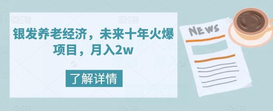 银发养老经济，未来十年火爆项目，月入2w【揭秘】-海旭网创