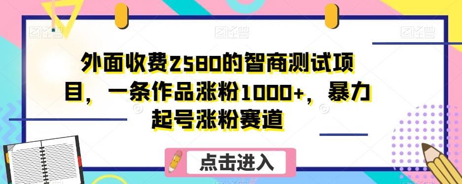 外面收费2580的智商测试项目，一条作品涨粉1000+，暴力起号涨粉赛道【揭秘】-海旭网创