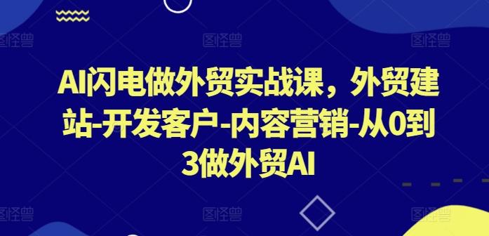 AI闪电做外贸实战课，​外贸建站-开发客户-内容营销-从0到3做外贸AI-海旭网创