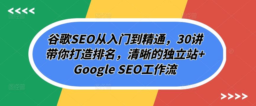 谷歌SEO从入门到精通，30讲带你打造排名，清晰的独立站+Google SEO工作流-海旭网创