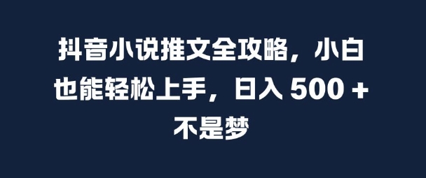 抖音小说推文全攻略，小白也能轻松上手，日入 5张+ 不是梦【揭秘】-海旭网创