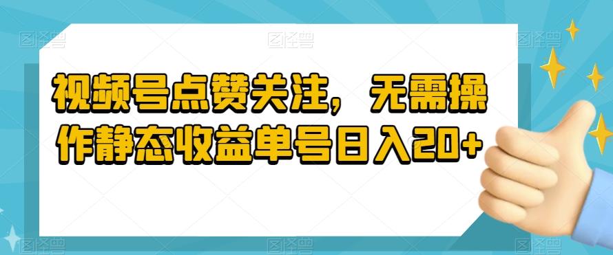 视频号点赞关注，无需操作静态收益单号日入20+-海旭网创