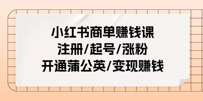 小红书商单赚钱课：注册/起号/涨粉/开通蒲公英/变现赚钱(25节课)-海旭网创