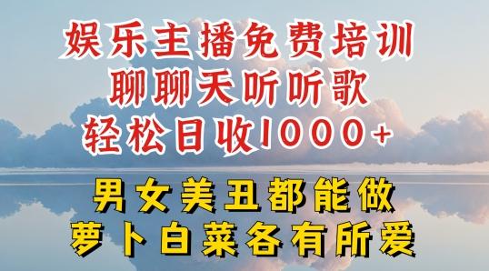 娱乐主播免费培训聊聊天听听歌轻松日收1K+，男女美丑都能做萝卜白菜各有所爱【揭秘】-海旭网创