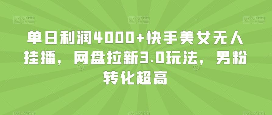 单日利润4000+快手美女无人挂播，网盘拉新3.0玩法，男粉转化超高【揭秘】-海旭网创