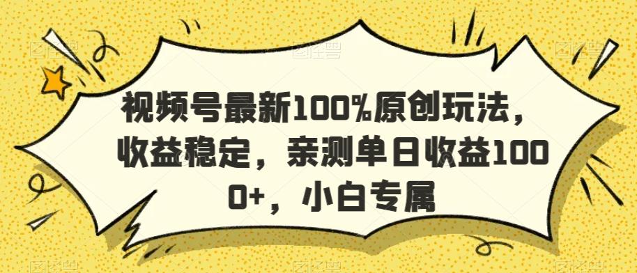 视频号最新100%原创玩法，收益稳定，亲测单日收益1000+，小白专属【揭秘】-海旭网创