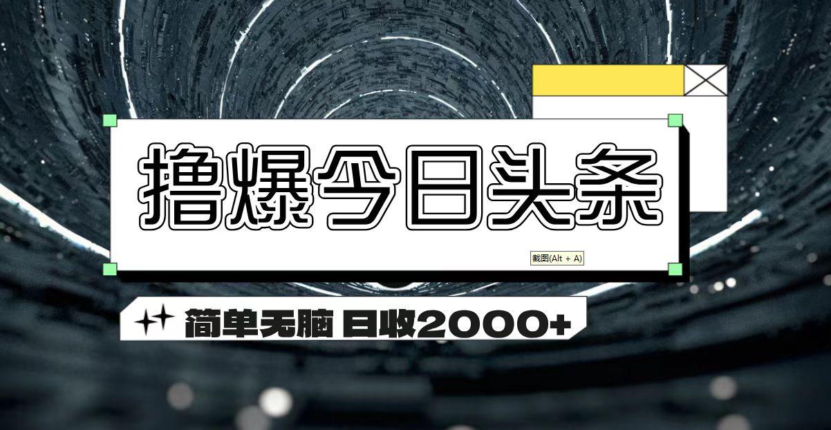 撸爆今日头条 简单无脑操作 日收2000+-海旭网创
